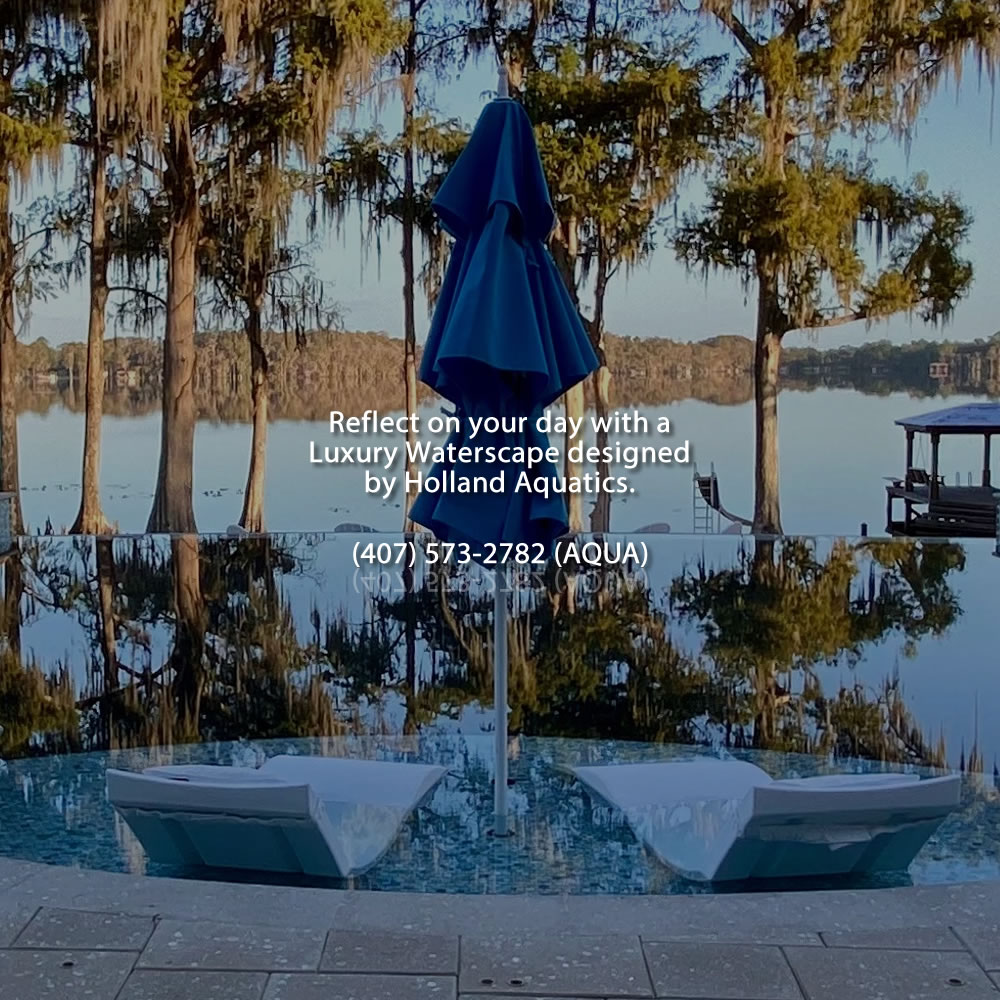 Reflect on your day with a Luxury Waterscape designed by Holland Aquatics